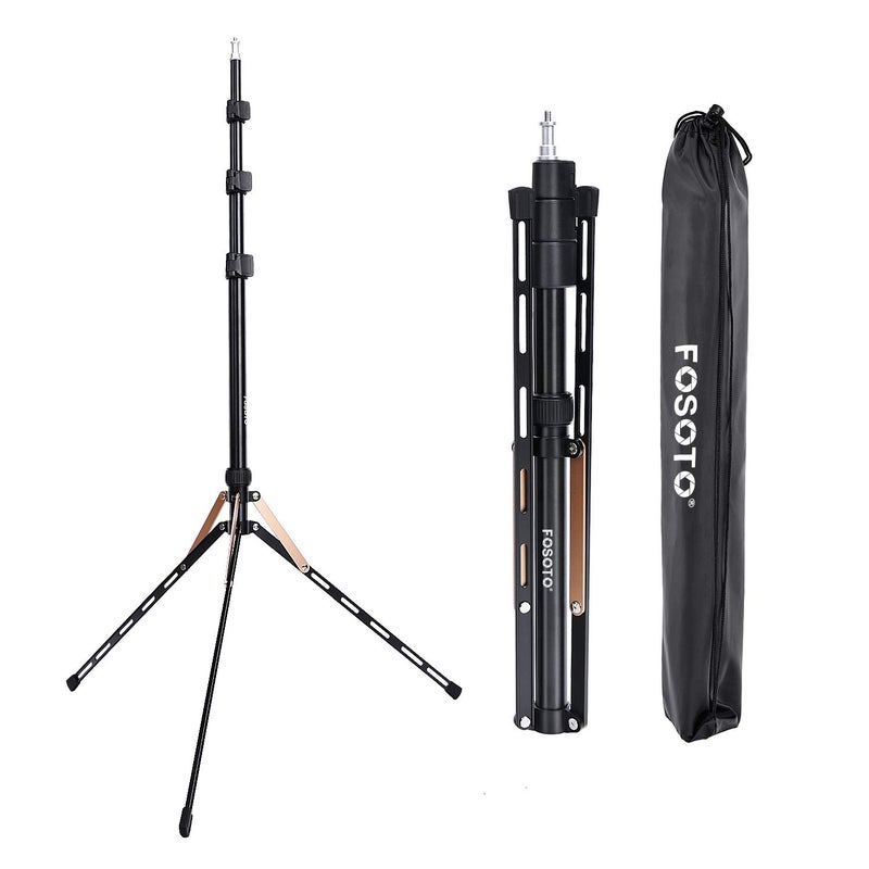 FOSOTO 75in Fold Video Tripod Light Stand Super Lightweight Compact for Speedlight, Flash, Umbrella, Softbox, Filming Product Portrait Shooting Lighting Stand - Image 1